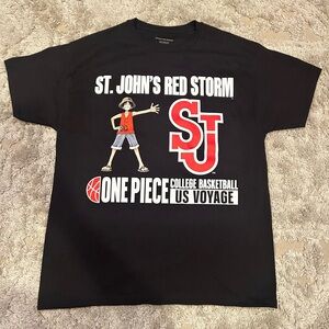 St. John's Red Storm One Piece Anime College Basketball Men's Black T-Shirt XL